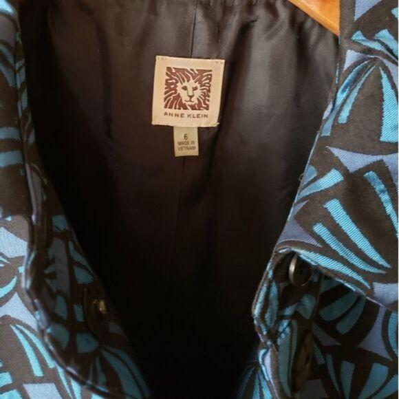 Anne Klein Snap Front Long Sleeve Coat Shell Print Lined Women's Size 6 - Picture 2 of 8